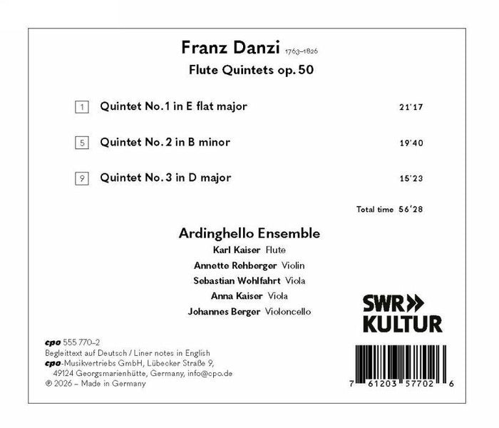 Quintettes pour flûte Opus 50 - Front Cover