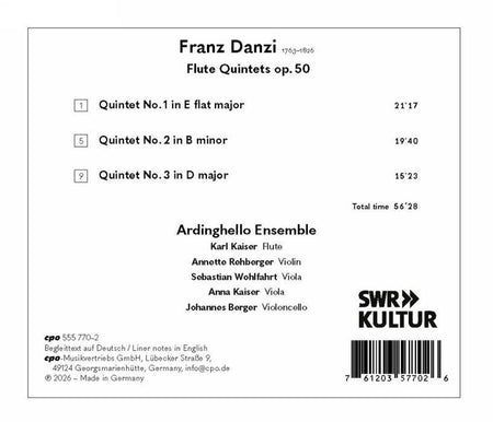Quintettes pour flûte Opus 50 - Front Cover