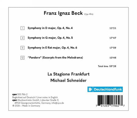Symphonies Opus 4 Numéro 4 et 6 / Extraits de Pandore - Front Cover