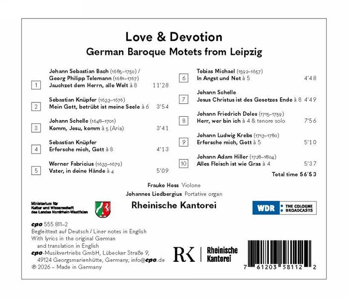 Love & Devotion / Motets baroques allemands de Leipzig - Front Cover