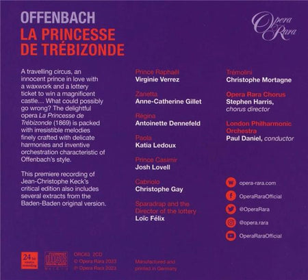 Offenbach : La Princesse de Trébizonde - Front Cover