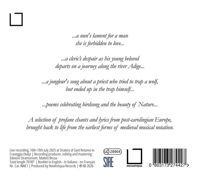 Carmina - Medieval Latin Profanes Chants 9th-11th Centuries (Chants médiévaux profanes en latin) - Front Cover