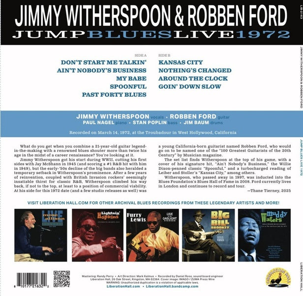 JUMP BLUES LIVE 1972 - Front Cover