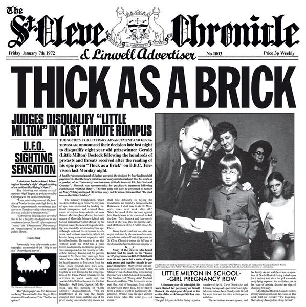 Thick as a brick (Steven Wilson remix) - Front Cover