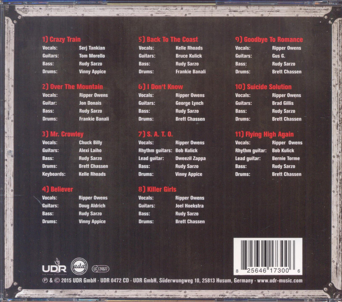 IMMORTAL RANDY RHOADS - Back Cover