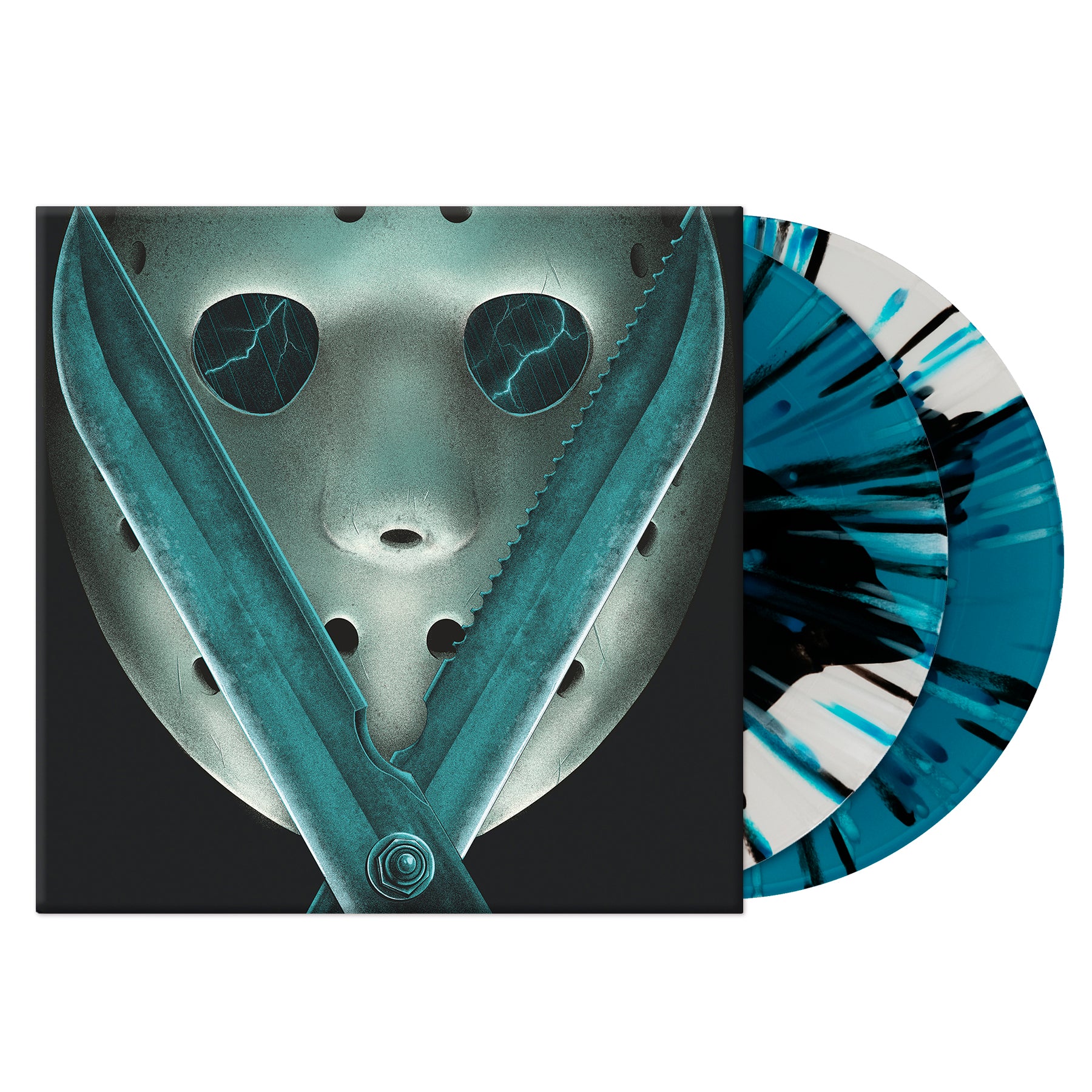 FRIDAY THE 13TH PART V/A NEW BEGINNING/VINYLE BLEU BLANC AVEC ECLABOUSSURES NOIRES 180GR - Front Cover