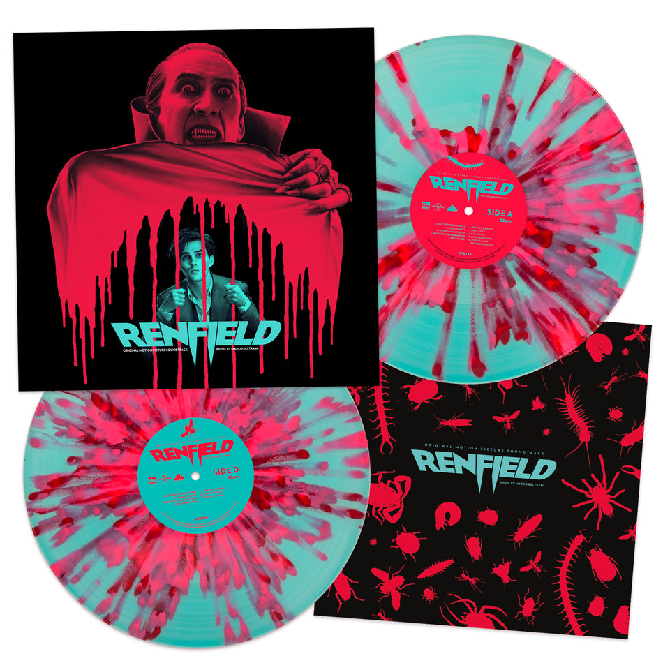 RENFIELD/VINYLE BLEU OCEAN AVEC ECLABOUSSURES ROSES ET ROUGES - Front Cover