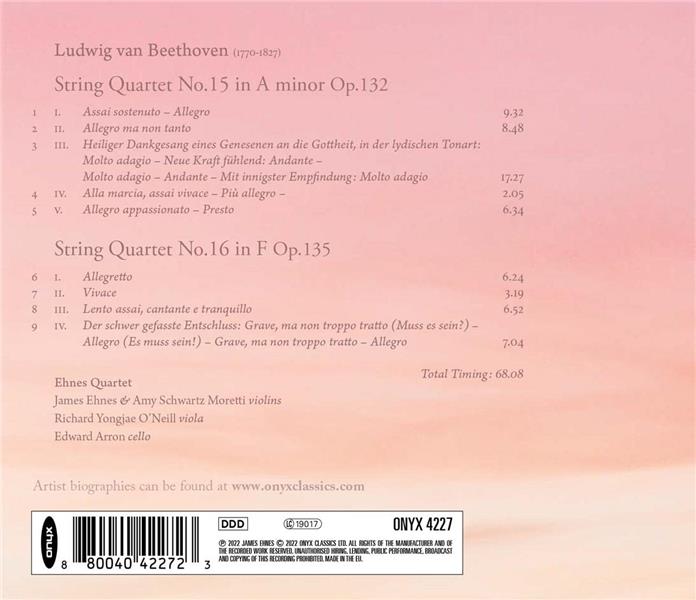 Beethoven: String Quartet No. 15, Op. 132, String Quartet No. 16, Op. 135 - Front Cover