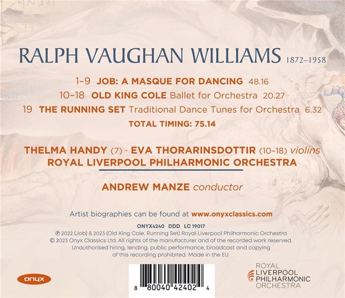 Vaughan Williams: Job, A Masque for Dancing; Old King Cole; The Running Set - Front Cover