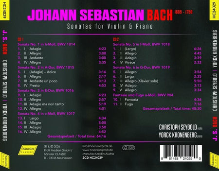 Sonates pour violon et piano BWV 1014-1019 - Front Cover