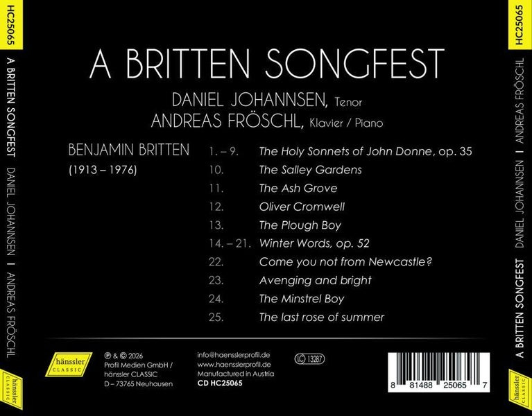 A Britten Songfest / Mélodies pour ténor et piano - Front Cover