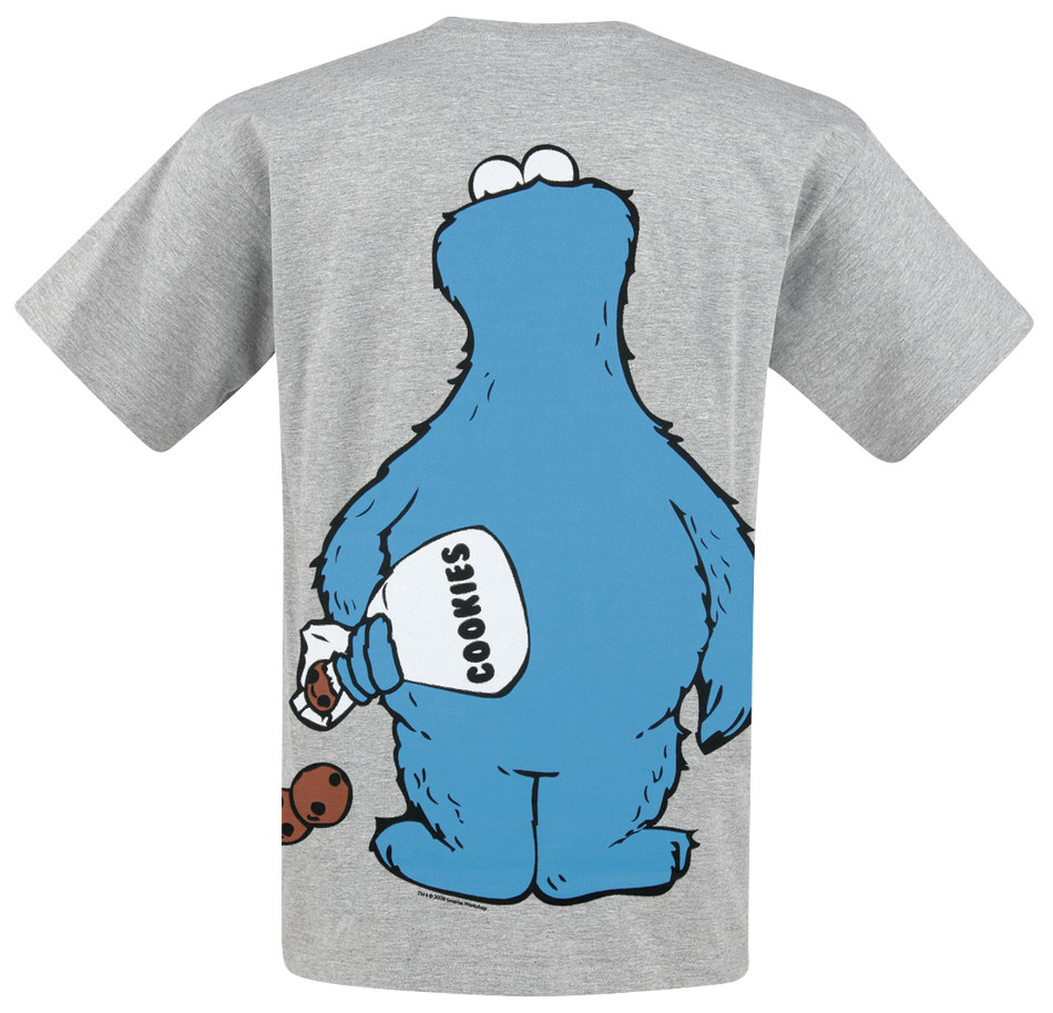 T-Shirt Manches courtes  de Sesame Street - Cookie Monster - Cookie Thief - S à 5XL - pour Homme - gris chiné - Sesame Street - View 2
