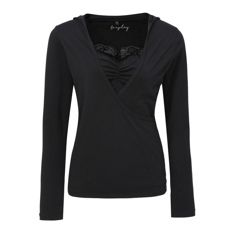 T-shirt manches longues  de Forplay - Haut Portefeuille Dentelle - S à XL - pour Femme - noir - Forplay