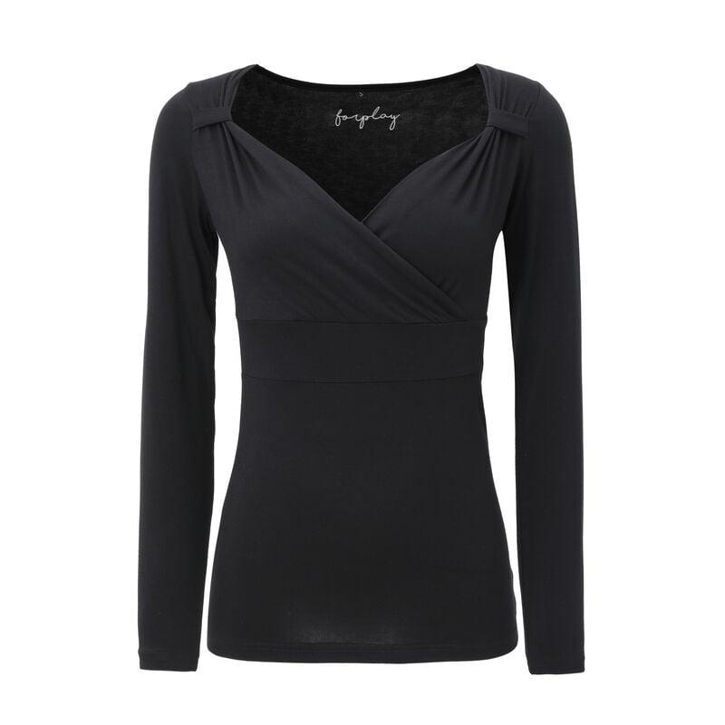T-shirt manches longues  de Forplay - Haut Col V - XS à XL - pour Femme - noir - Forplay