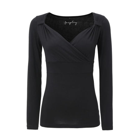 T-shirt manches longues  de Forplay - Haut Col V - XS à XL - pour Femme - noir - Forplay