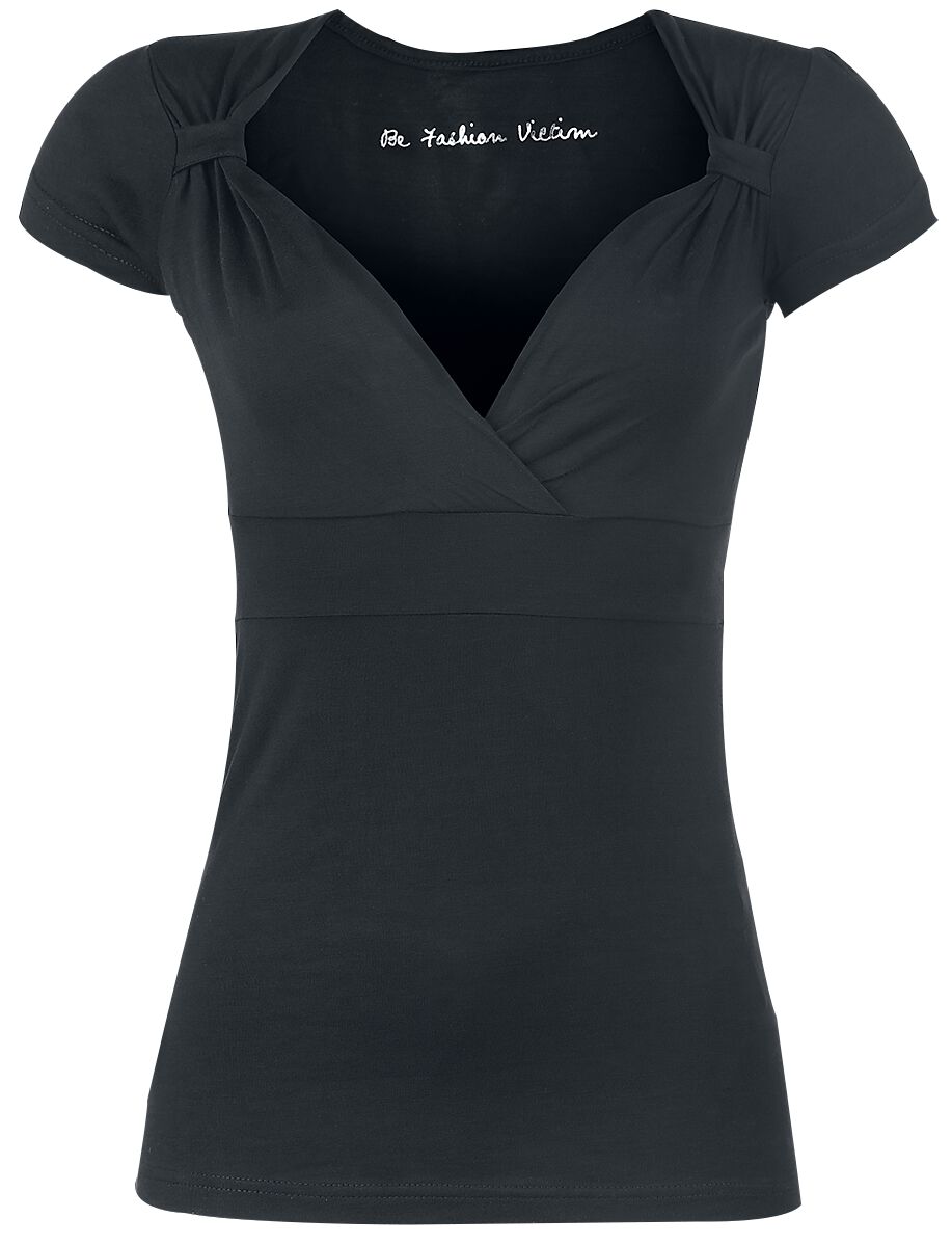 T-Shirt Manches courtes  de Black Premium by EMP - Haut V Fashion - S à 4XL - pour Femme - noir - Black Premium by EMP