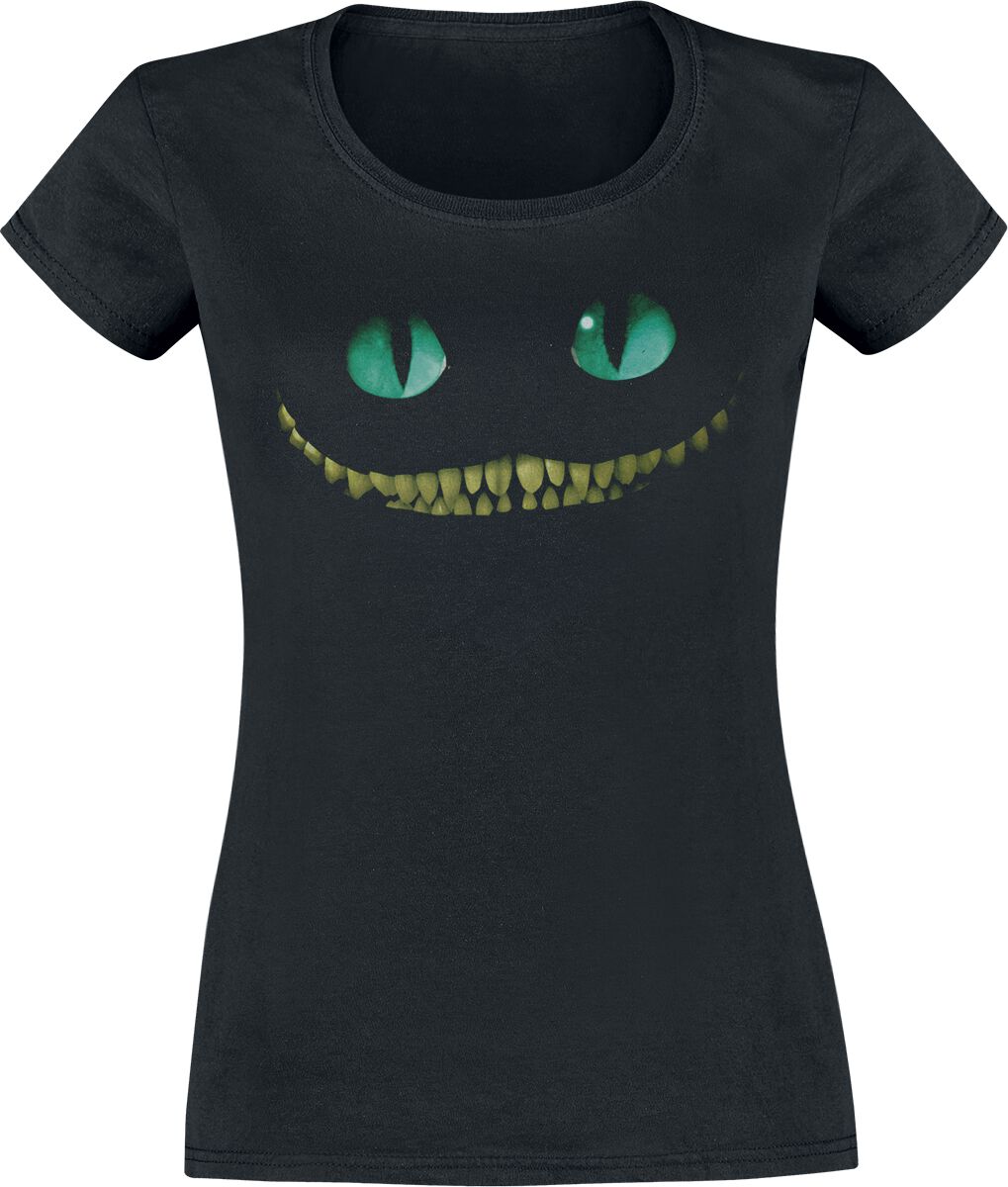 T-Shirt Manches courtes Disney de Alice Au Pays Des Merveilles - Le Chat Du Cheshire - Smile - XS à XXL - pour Femme - noir - Alice Au Pays Des Merveilles