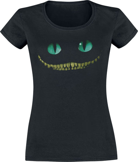 T-Shirt Manches courtes Disney de Alice Au Pays Des Merveilles - Le Chat Du Cheshire - Smile - XS à XXL - pour Femme - noir - Alice Au Pays Des Merveilles