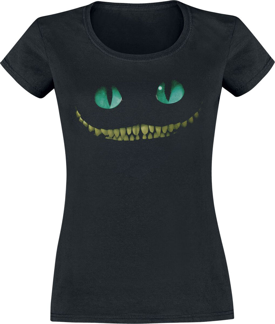 T-Shirt Manches courtes Disney de Alice Au Pays Des Merveilles - Le Chat Du Cheshire - Smile - XS à XXL - pour Femme - noir - Alice Au Pays Des Merveilles