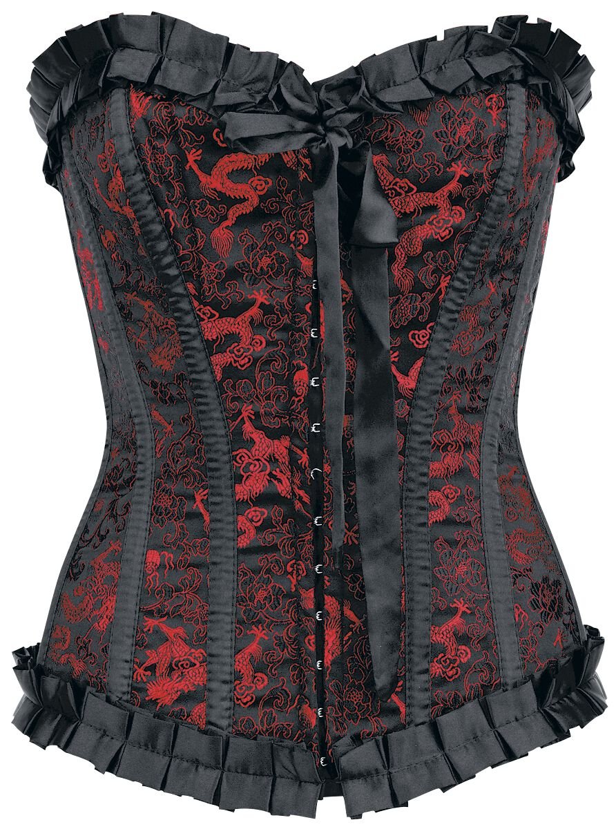 Corset  de Burleska - Lily Hook Red Dragon - S à L - pour Femme - noir/rouge - Burleska