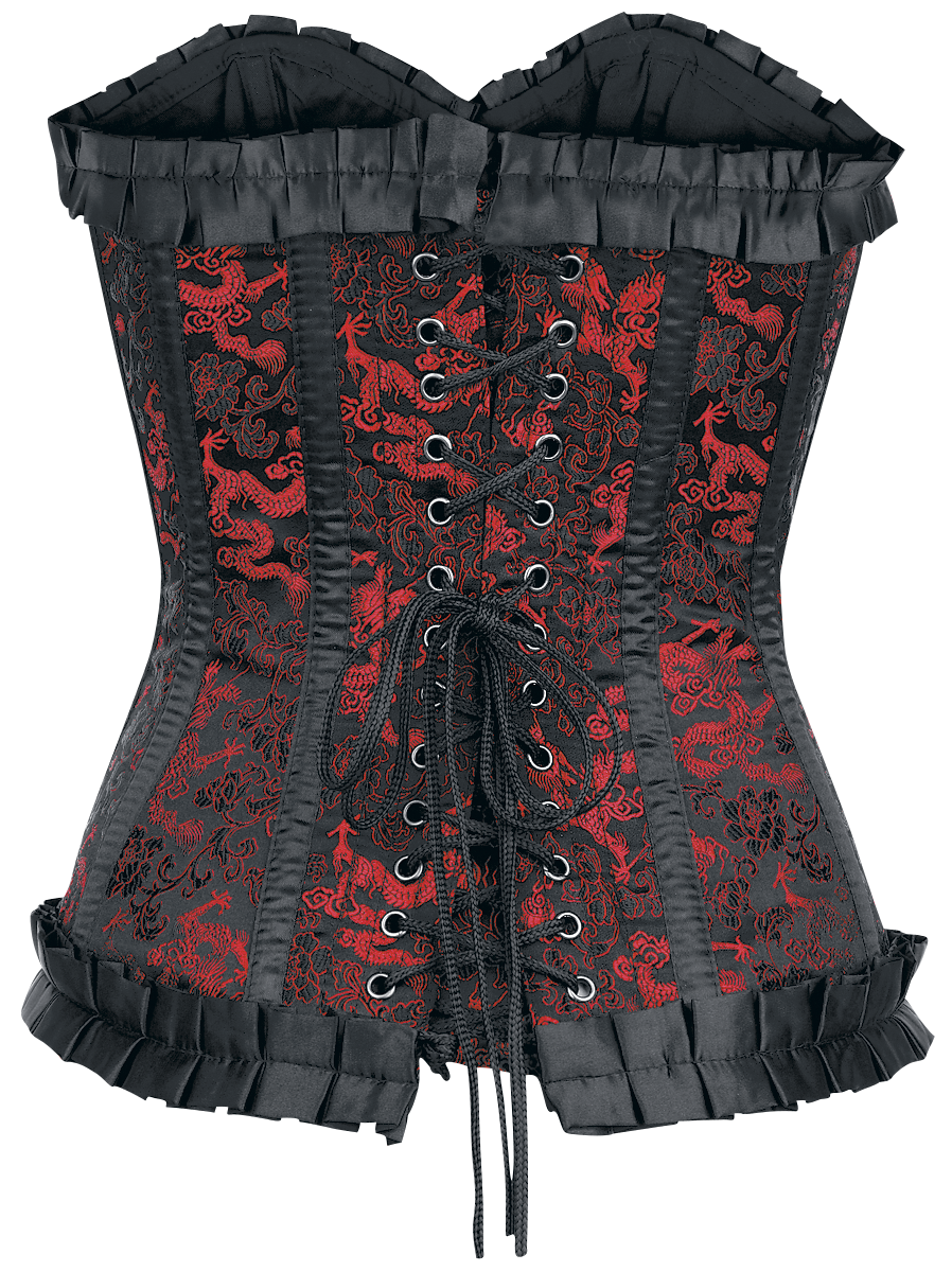 Corset  de Burleska - Lily Hook Red Dragon - S à L - pour Femme - noir/rouge - Burleska - View 2