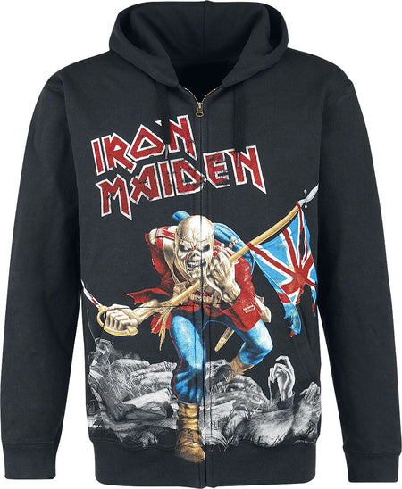 Sweat-shirt zippé à capuche  de Iron Maiden - The Trooper - Battlefield - M à XL - pour Homme - noir - Iron Maiden