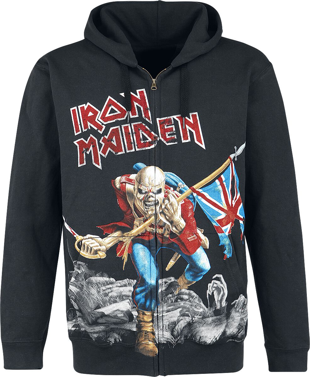 Sweat-shirt zippé à capuche  de Iron Maiden - The Trooper - Battlefield - M à XL - pour Homme - noir - Iron Maiden