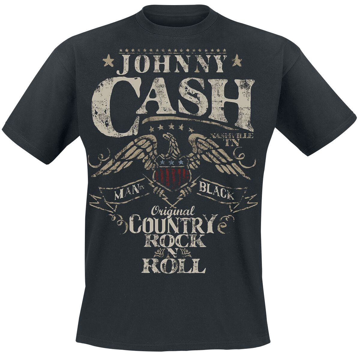 T-Shirt Manches courtes  de Johnny Cash - Original Country Rock n Roll - S à 3XL - pour Homme - noir - Johnny Cash