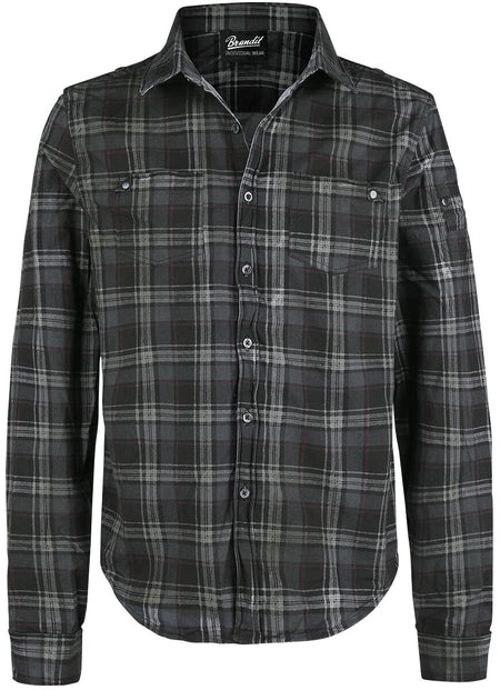 Chemise manches longues  de Brandit - Chemise Wire - S à M - pour Homme - gris foncé/noir - Brandit