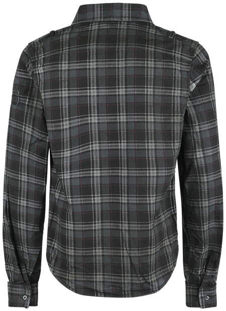Chemise manches longues  de Brandit - Chemise Wire - S à M - pour Homme - gris foncé/noir - Brandit - View 2