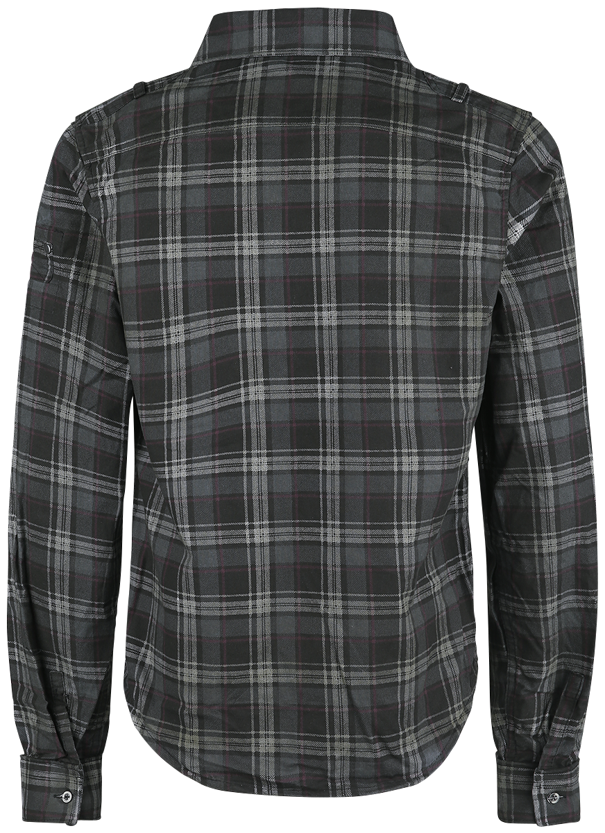 Chemise manches longues  de Brandit - Chemise Wire - S à M - pour Homme - gris foncé/noir - Brandit - View 2