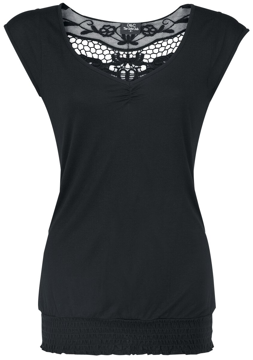 T-Shirt Manches courtes  de Gothicana by EMP - Dos Dentelle - S à XL - pour Femme - noir - Gothicana by EMP