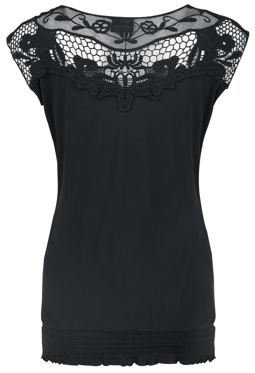 T-Shirt Manches courtes  de Gothicana by EMP - Dos Dentelle - S à XL - pour Femme - noir - Gothicana by EMP - View 2