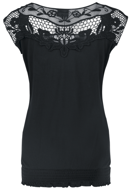 T-Shirt Manches courtes  de Gothicana by EMP - Dos Dentelle - S à XL - pour Femme - noir - Gothicana by EMP - View 2