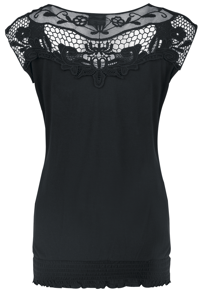 T-Shirt Manches courtes  de Gothicana by EMP - Dos Dentelle - S à 4XL - pour Femme - noir - Gothicana by EMP - View 2