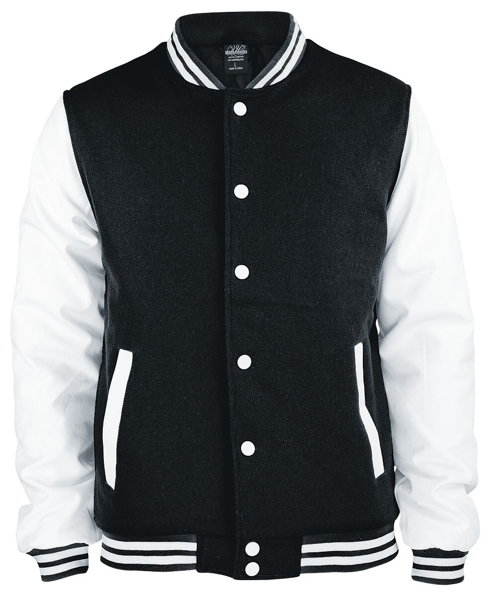 Veste Varsity  de Urban Classics - Oldschool - S à XL - pour Homme - noir/blanc - Urban Classics