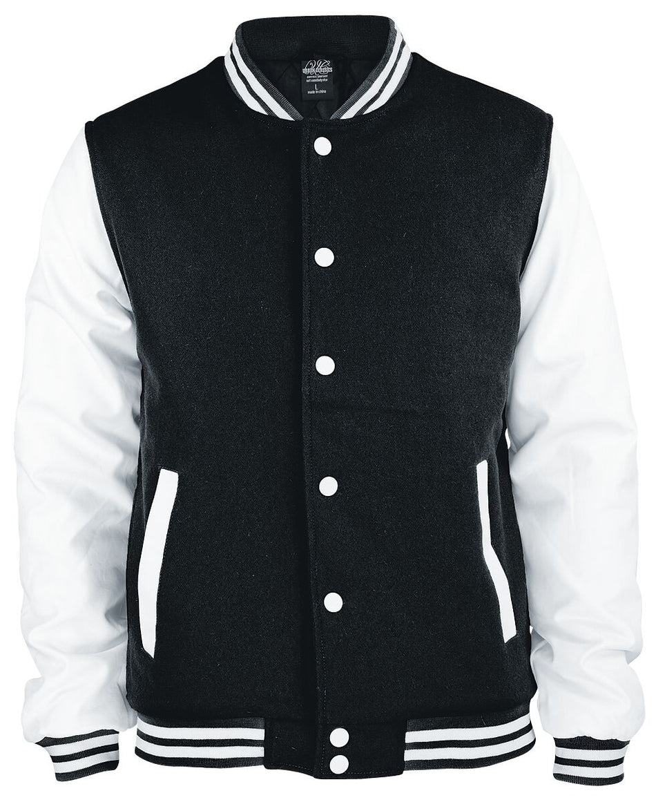 Veste Varsity  de Urban Classics - Oldschool - S à XL - pour Homme - noir/blanc - Urban Classics