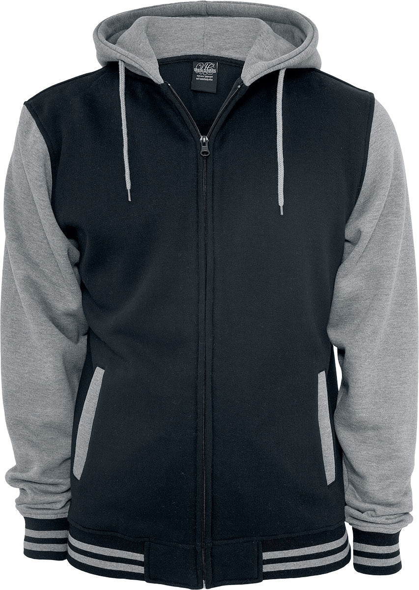 Sweat-shirt zippé à capuche  de Urban Classics - Sweat Zippé Bicolore - S à 5XL - pour Homme - noir/gris - Urban Classics