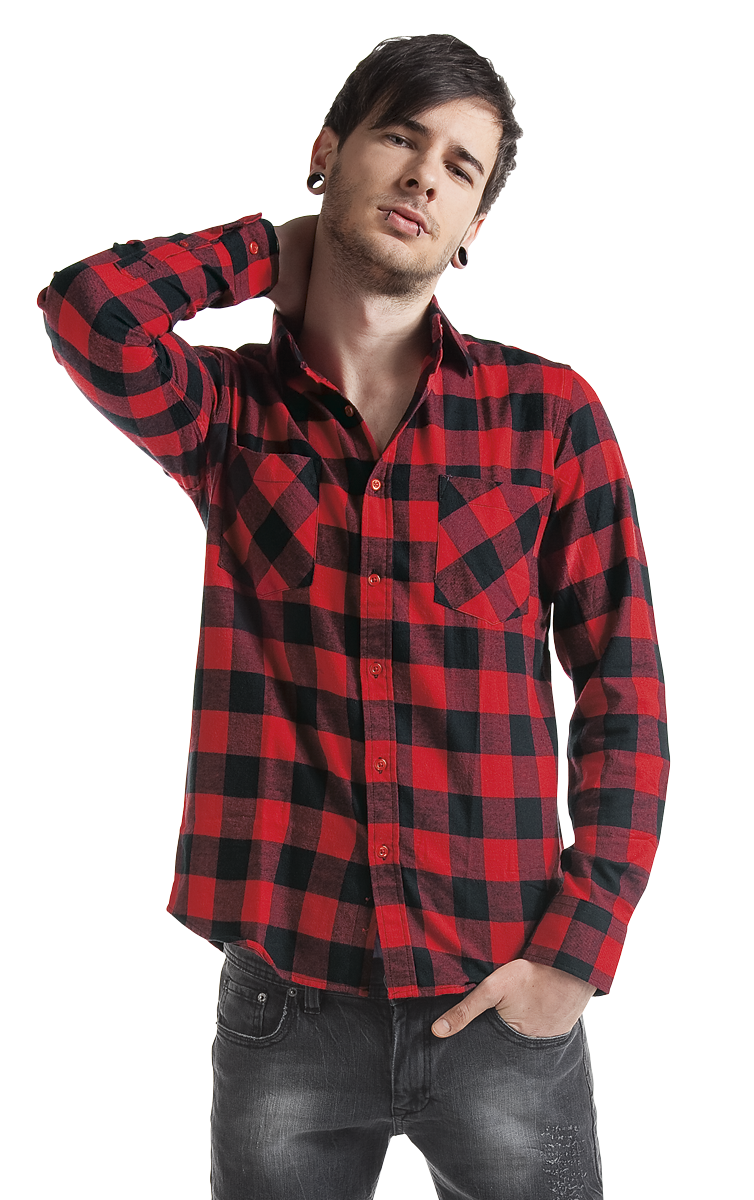 Chemise en flanelle  de Urban Classics - Chemise En Flanelle À Carreaux - S à 3XL - pour Homme - noir/rouge - Urban Classics - View 2