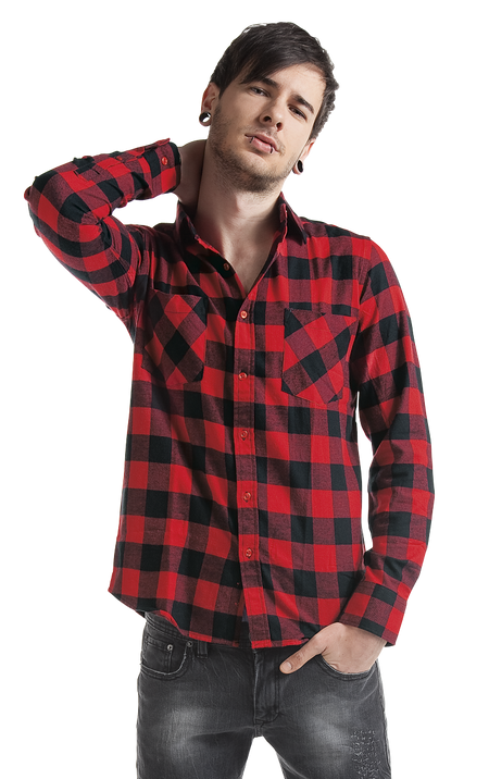 Chemise en flanelle  de Urban Classics - Chemise En Flanelle À Carreaux - S à 3XL - pour Homme - noir/rouge - Urban Classics - View 2