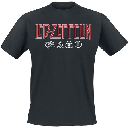 T-Shirt Manches courtes  de Led Zeppelin - Logo & Symbols - S à XXL - pour Homme - noir - Led Zeppelin