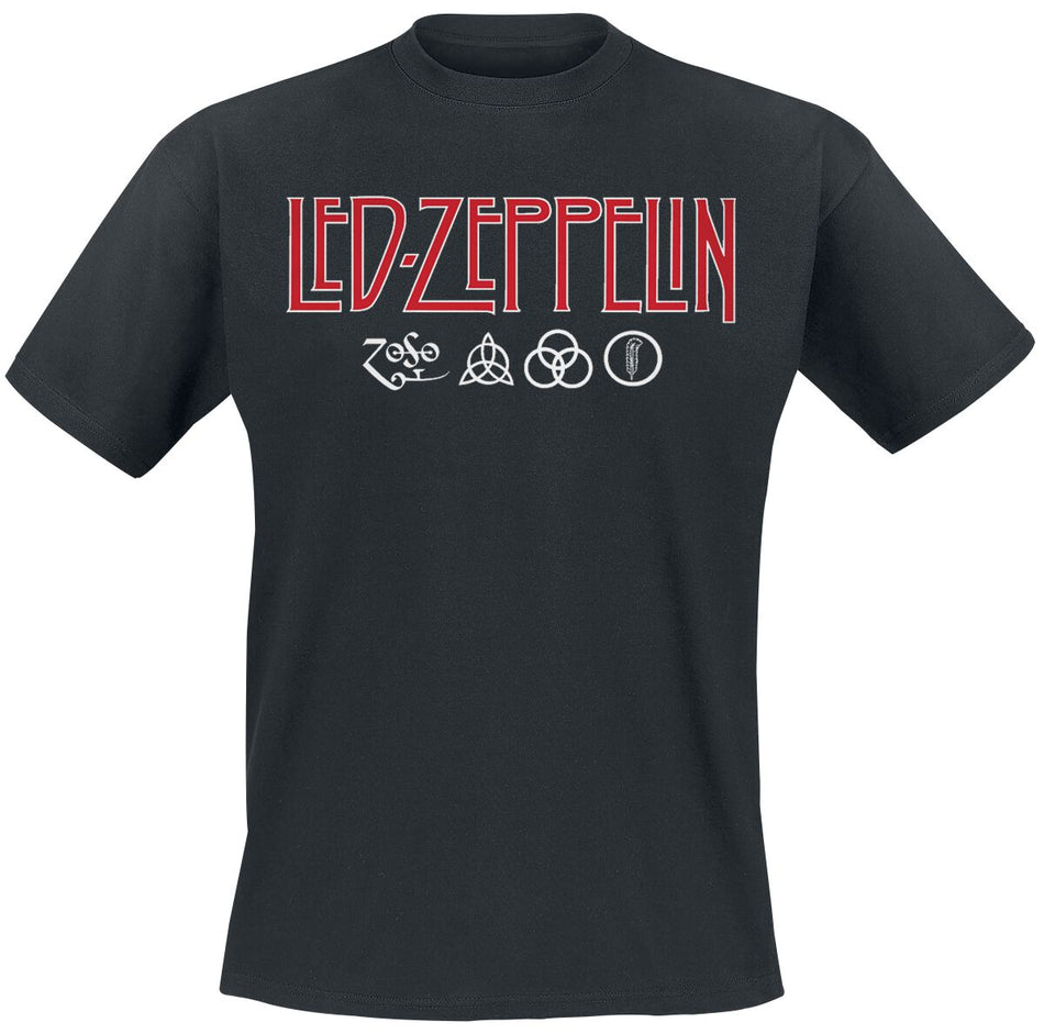 T-Shirt Manches courtes  de Led Zeppelin - Logo & Symbols - S à XXL - pour Homme - noir - Led Zeppelin