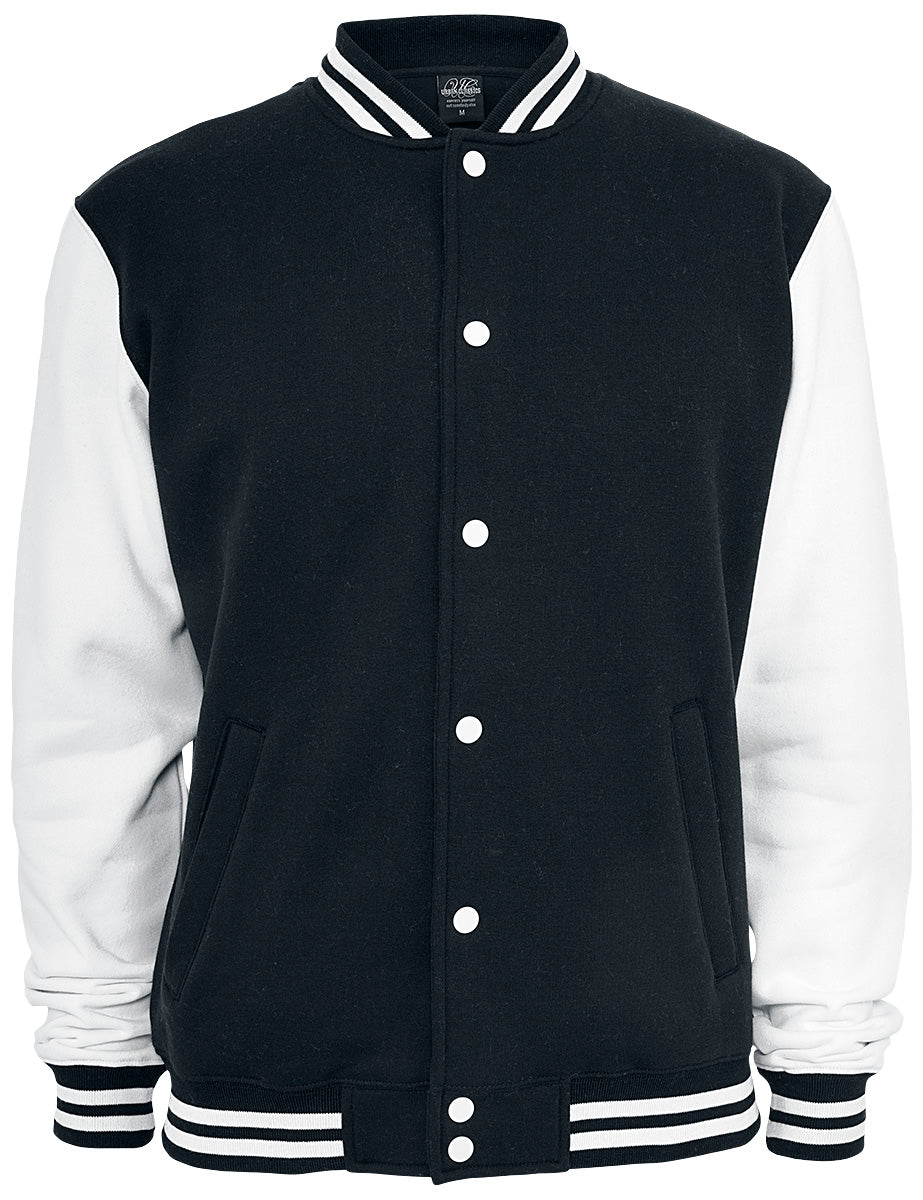 Veste Varsity Rockabilly de Urban Classics - Veste Américaine Bicolore - S à XL - pour Homme - noir/blanc - Urban Classics