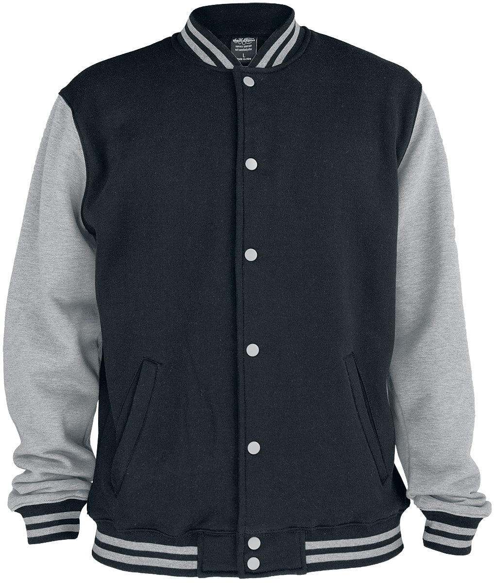 Veste Varsity Rockabilly de Urban Classics - Veste Américaine Bicolore - S à 3XL - pour Homme - noir/gris - Urban Classics