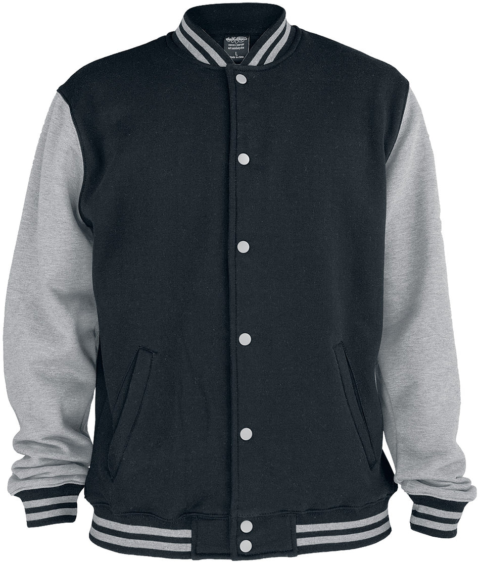 Veste Varsity Rockabilly de Urban Classics - Veste Américaine Bicolore - S à 3XL - pour Homme - noir/gris - Urban Classics