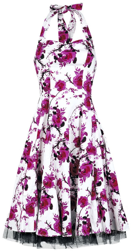 Robe mi-longue Rockabilly de H&R London - Robe Pink Floral - XS à 3XL - pour Femme - blanc/rose - H&R London