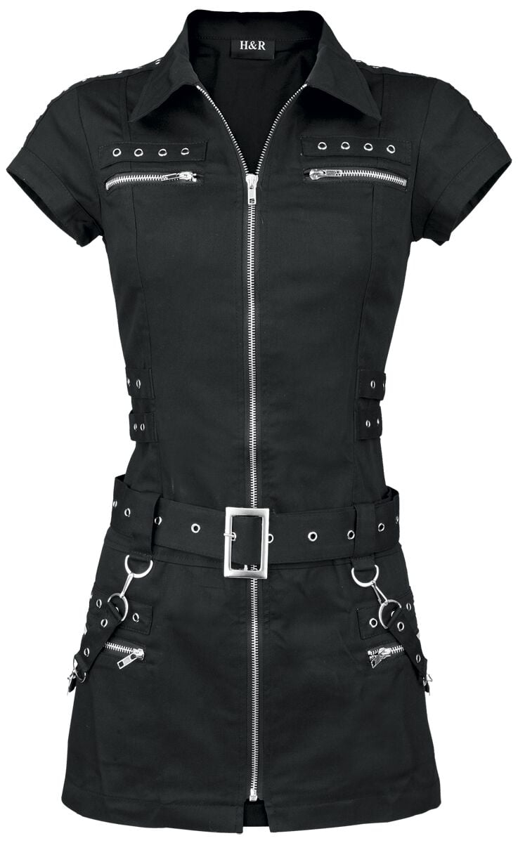 Robe courte Gothic de H&R London - Robe zippée noire - XS à 3XL - pour Femme - noir - H&R London