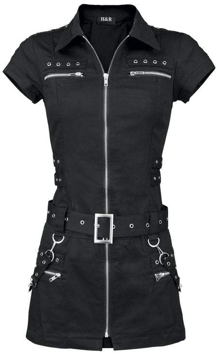 Robe courte Gothic de H&R London - Robe zippée noire - XS à 3XL - pour Femme - noir - H&R London