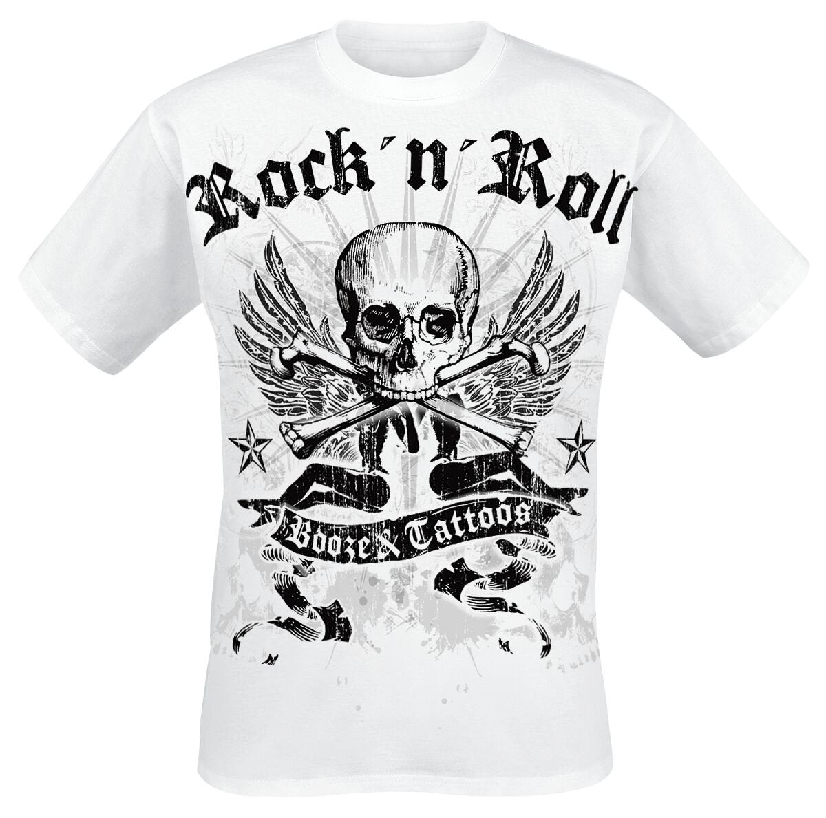 T-Shirt Manches courtes  de Booze & Tattoos - S à 3XL - pour Homme - blanc - Booze & Tattoos