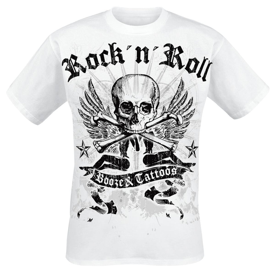 T-Shirt Manches courtes  de Booze & Tattoos - S à 3XL - pour Homme - blanc - Booze & Tattoos